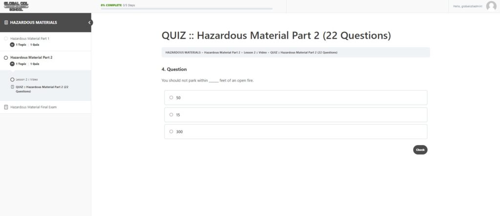 hazardous material quiz